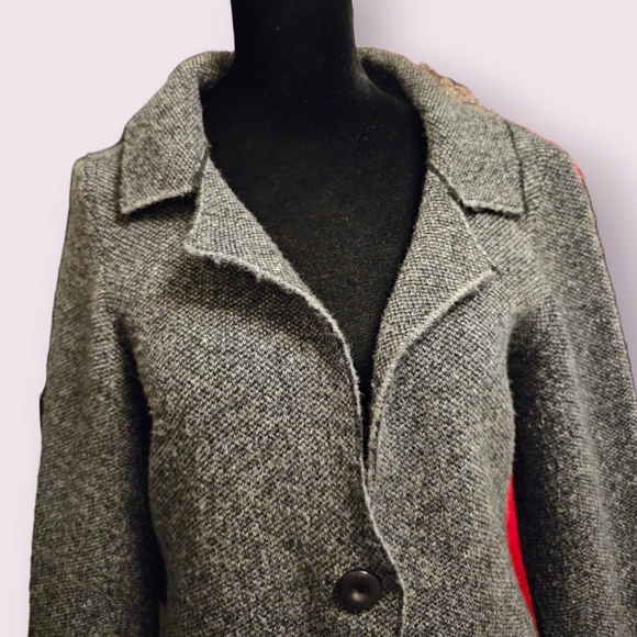 Cocogio Gray Knit Wool Blend Blazer Size Large - Picture 4 of 8